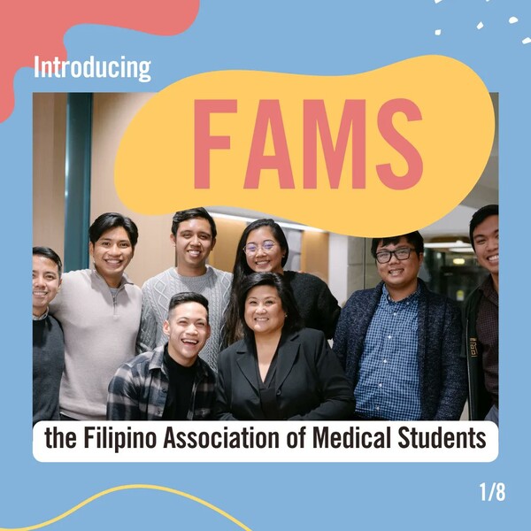 A graphic with a photo of Filipino Association of Medical Students in the middle.